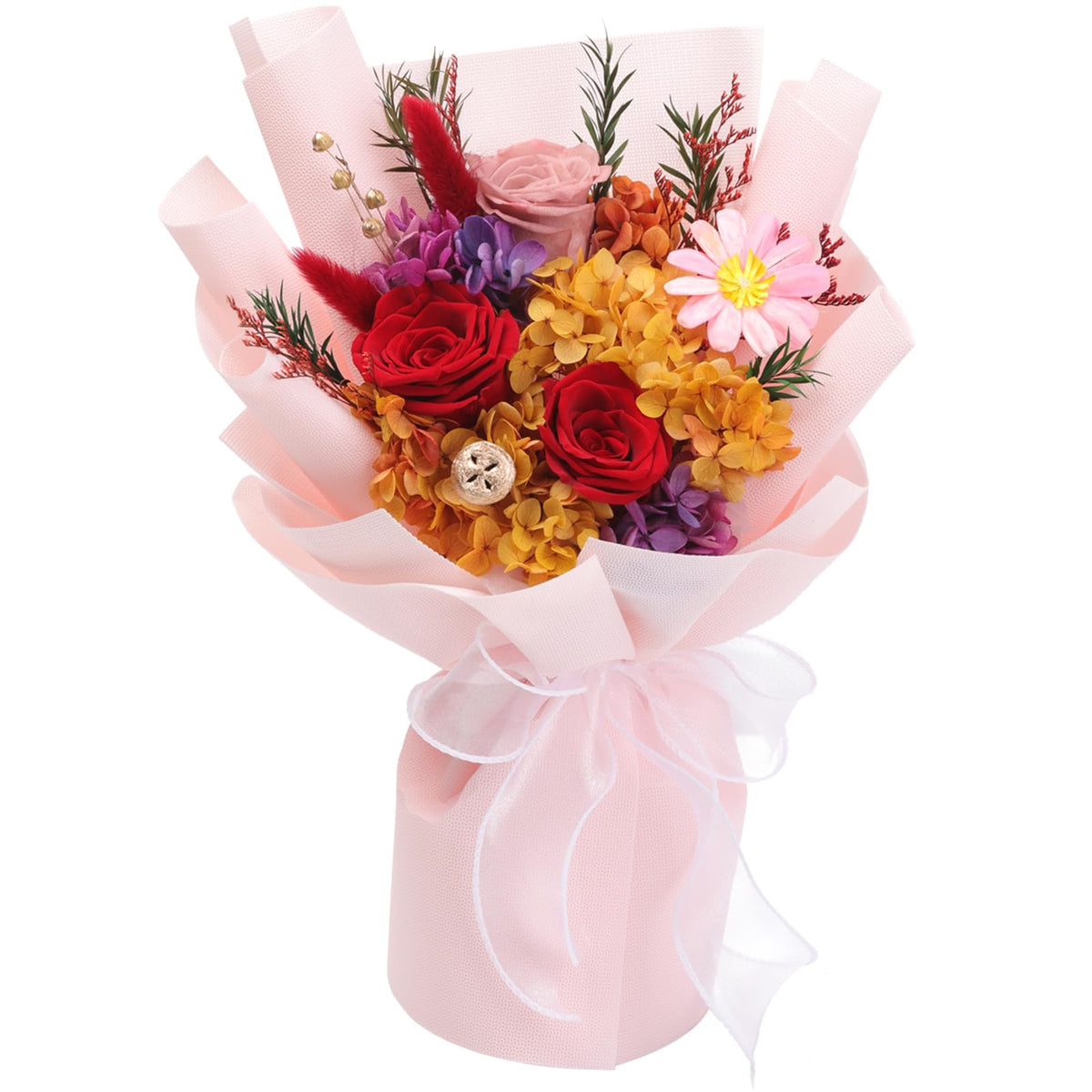 Lovenfold preserved red rose bouquet showcases enduring beauty without watering.