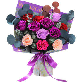 Lovenfold preserved 12-purple-a bouquet, long-lasting display without water.