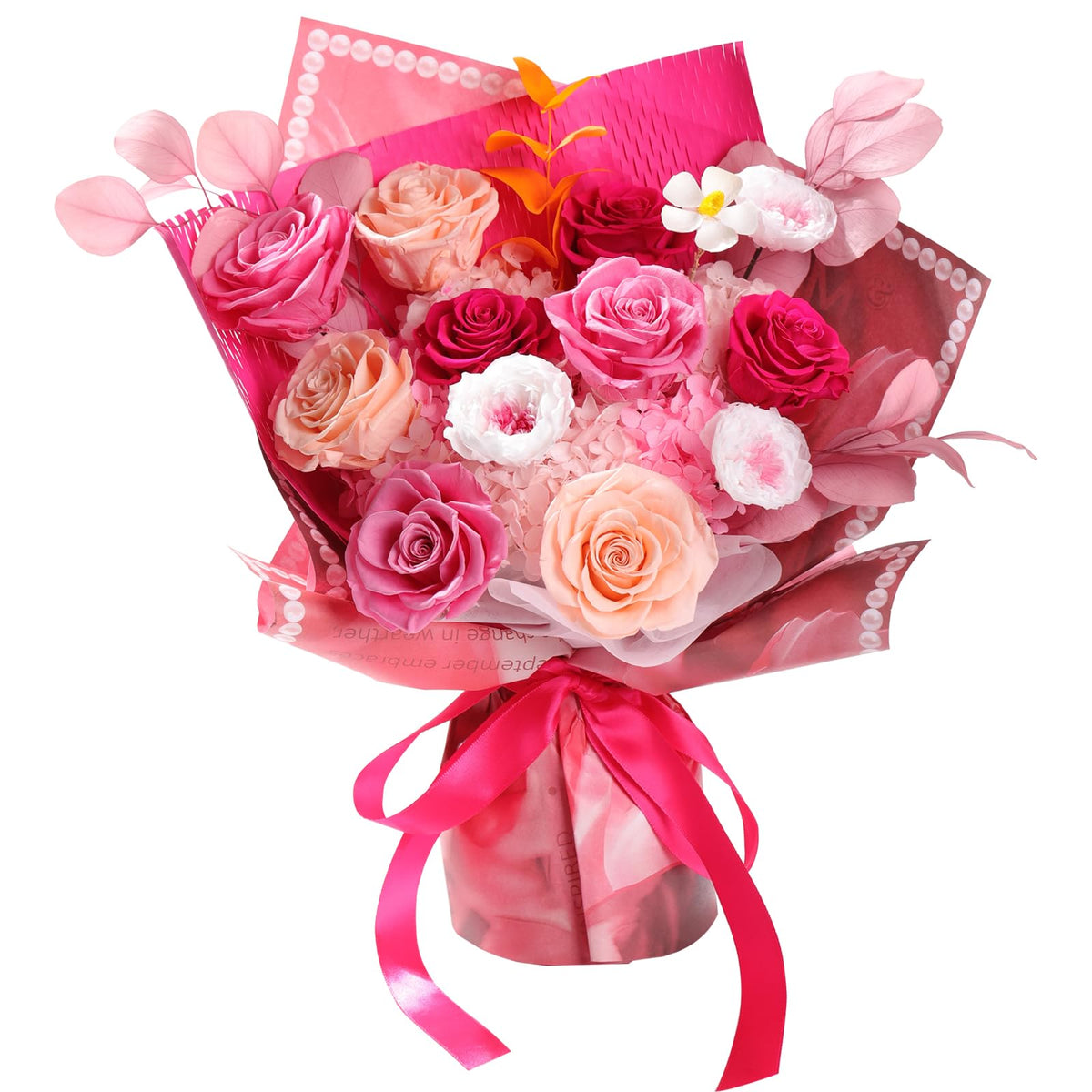 Lovenfold preserved rose bouquet with 12 pink-a roses for long-lasting beauty