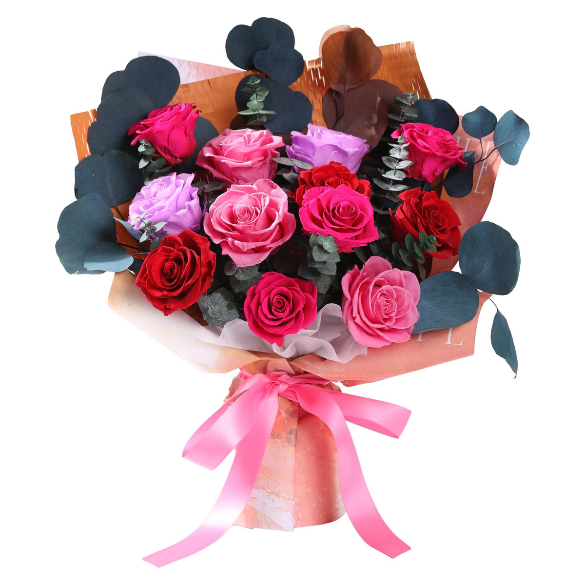 Lovenfold preserved rose bouquet with 12 roses for lasting display