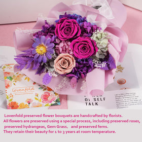 lovenfold purple rose bouquet birthday gift: lasting centerpiece for celebrations