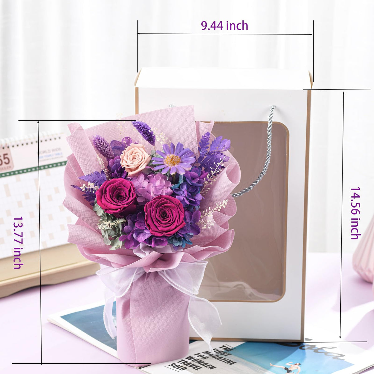 lovenfold purple rose bouquet office decor: elegant and durable