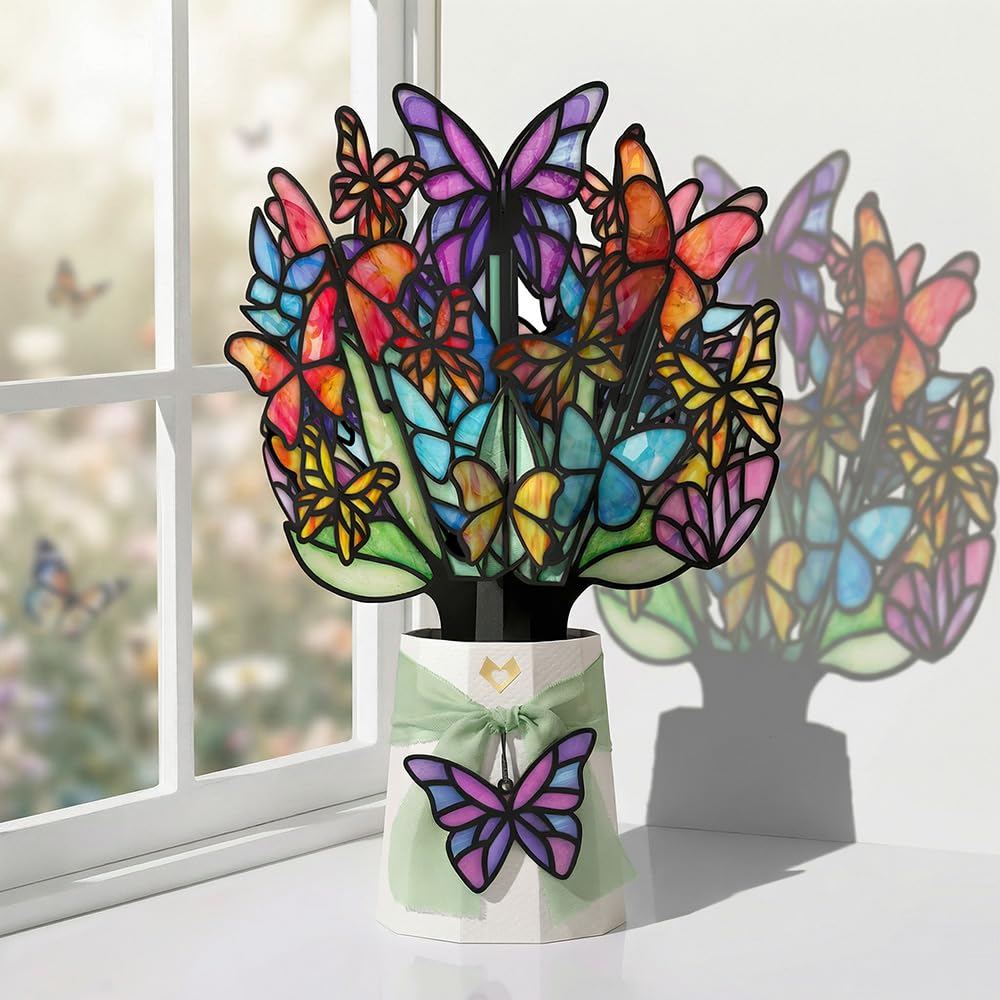 Lovepop 12-inch Butterfly Brilliance Suncatcher creating a luminous rainbow in sunlight