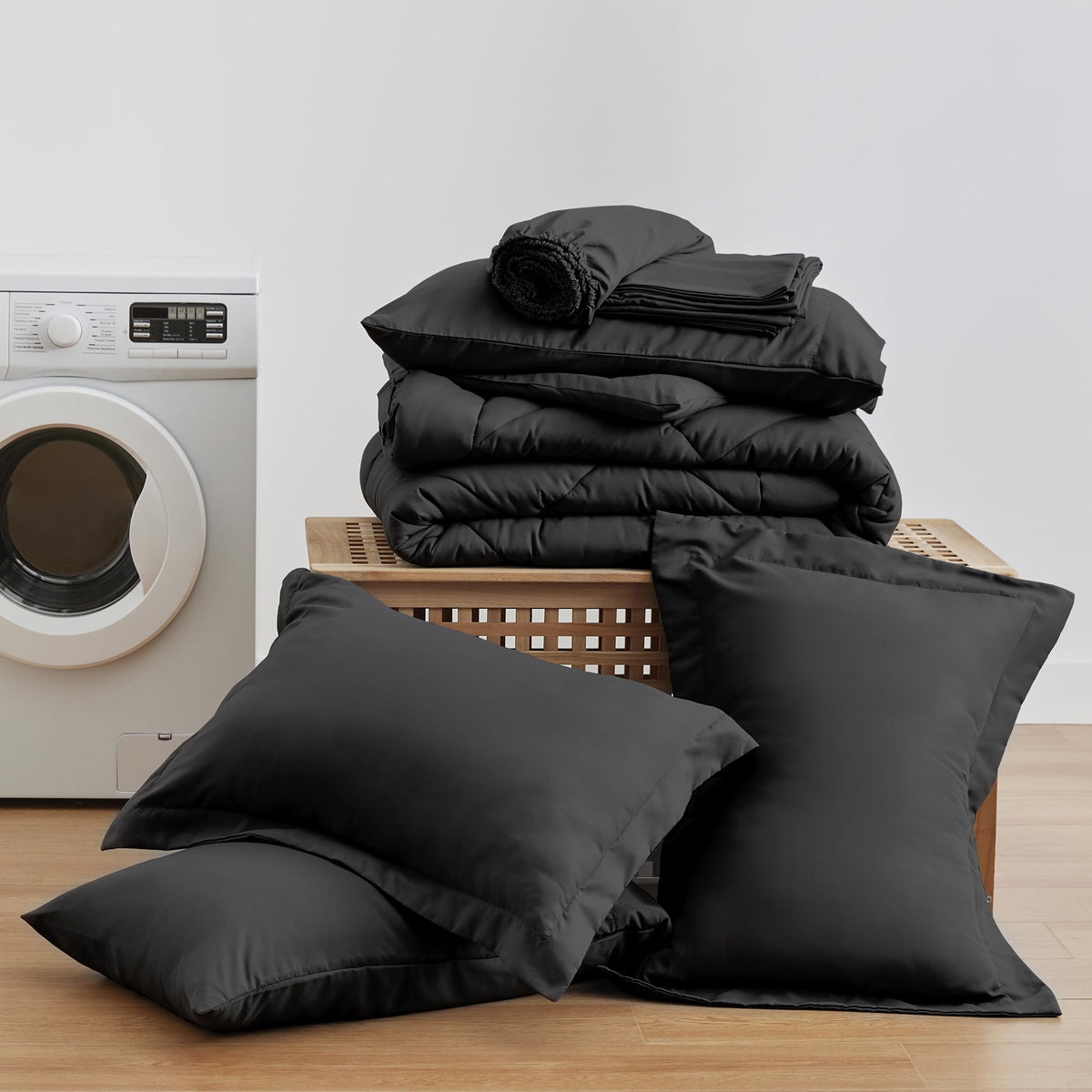 Love's cabin all-season bedding ensemble on a neatly made king bed