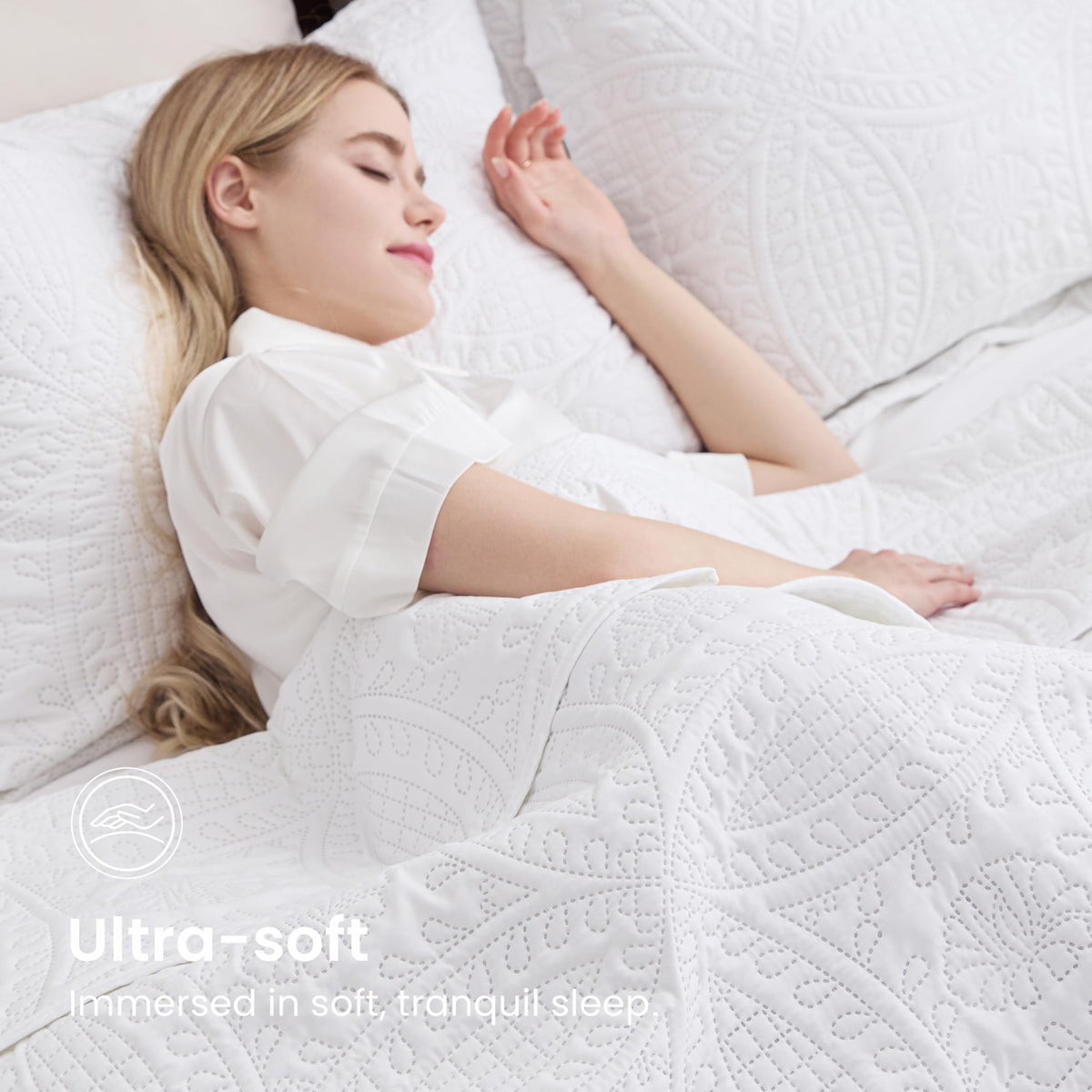 Love's cabin all-season bedspread layered on bed for versatile use