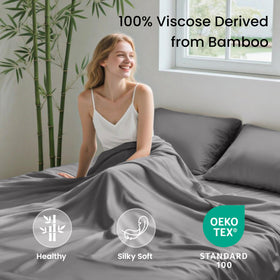 Love's cabin bamboo rayon close-up shows breathable, temperature-regulating fabric.