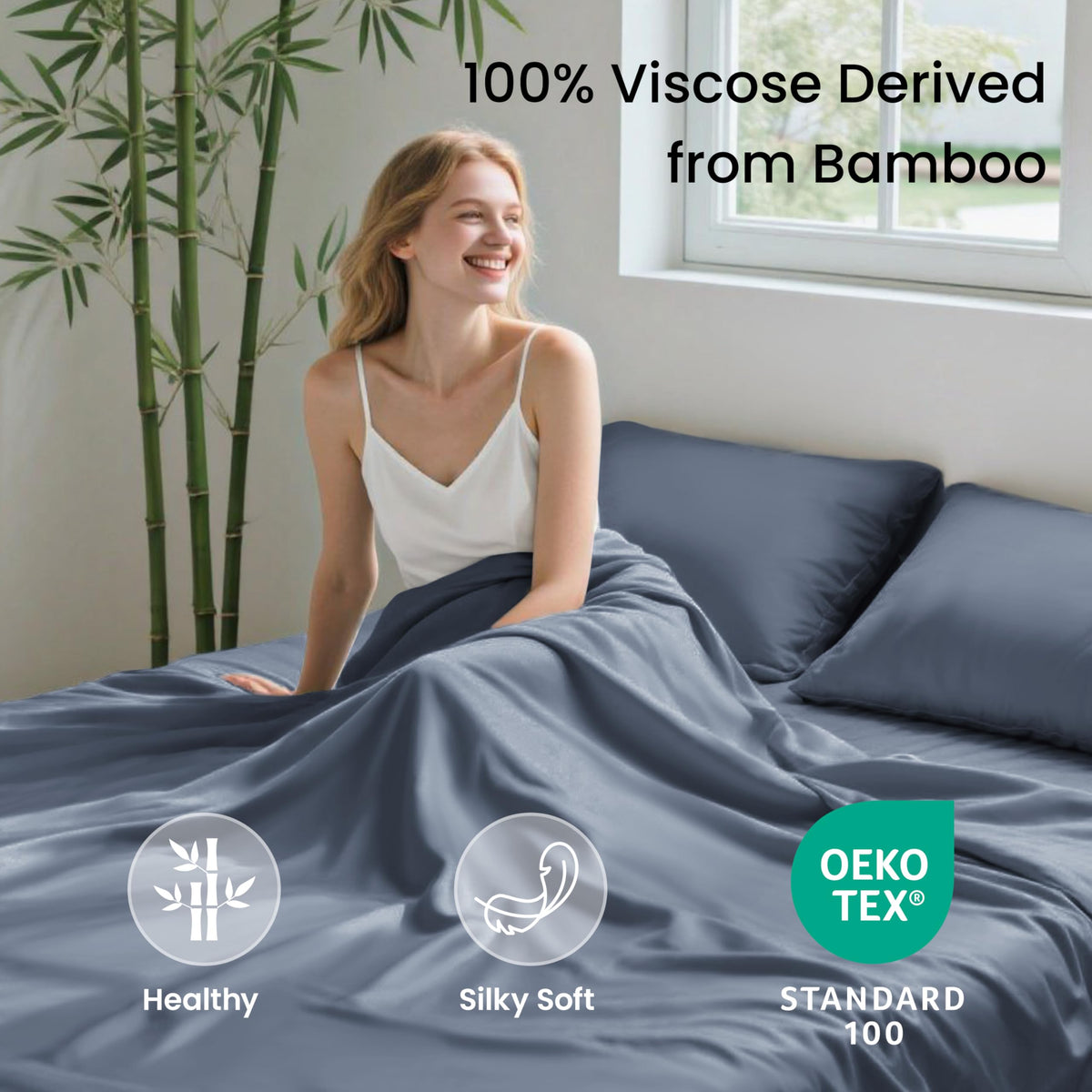 Love's cabin bamboo king fitted sheet showing secure 16in deep pocket