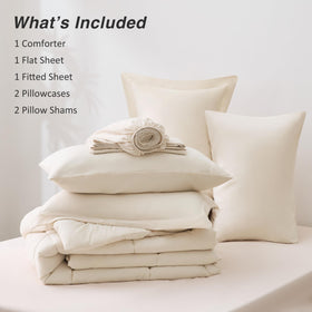Love's cabin beige color-scheme complements many bedroom styles.