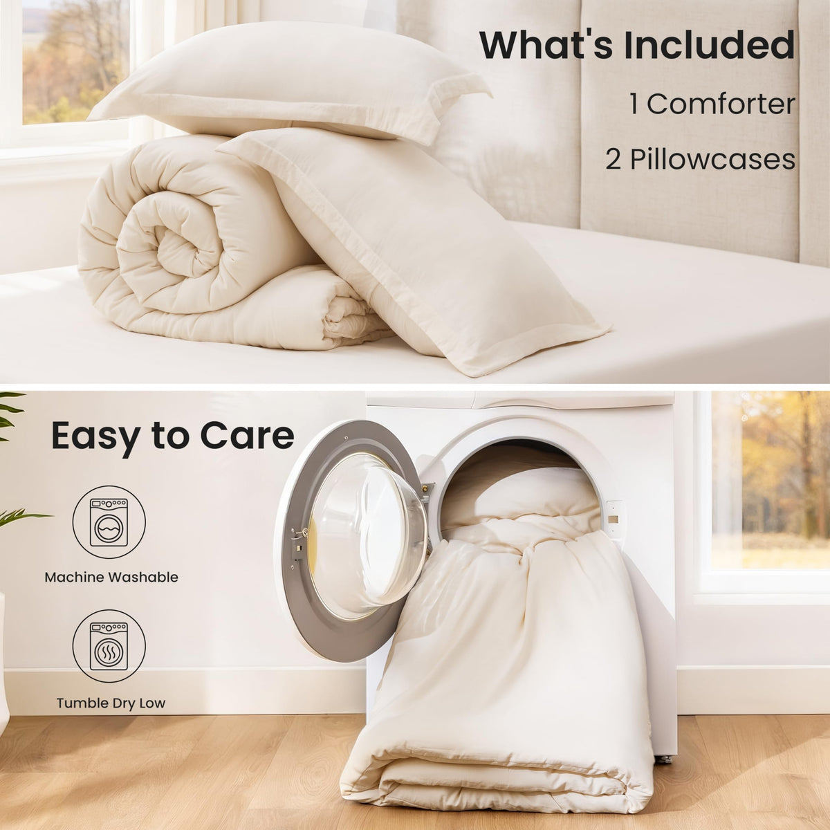 Love's cabin beige queen comforter set machine washable cold cycle care