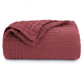 Love's cabin blanket on a couch offers a relaxed, cozy touch.