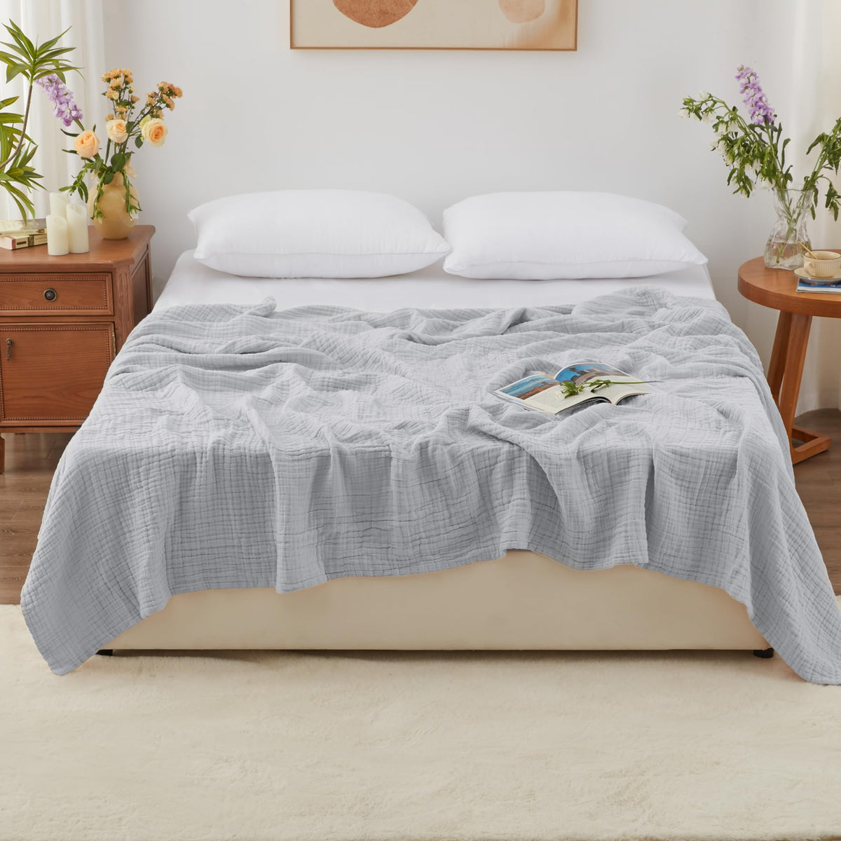 Love's cabin king-size blanket 108x90 on bed demonstrates generous coverage