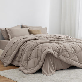 Love's cabin Burlwood queen comforter set packaged for quick setup