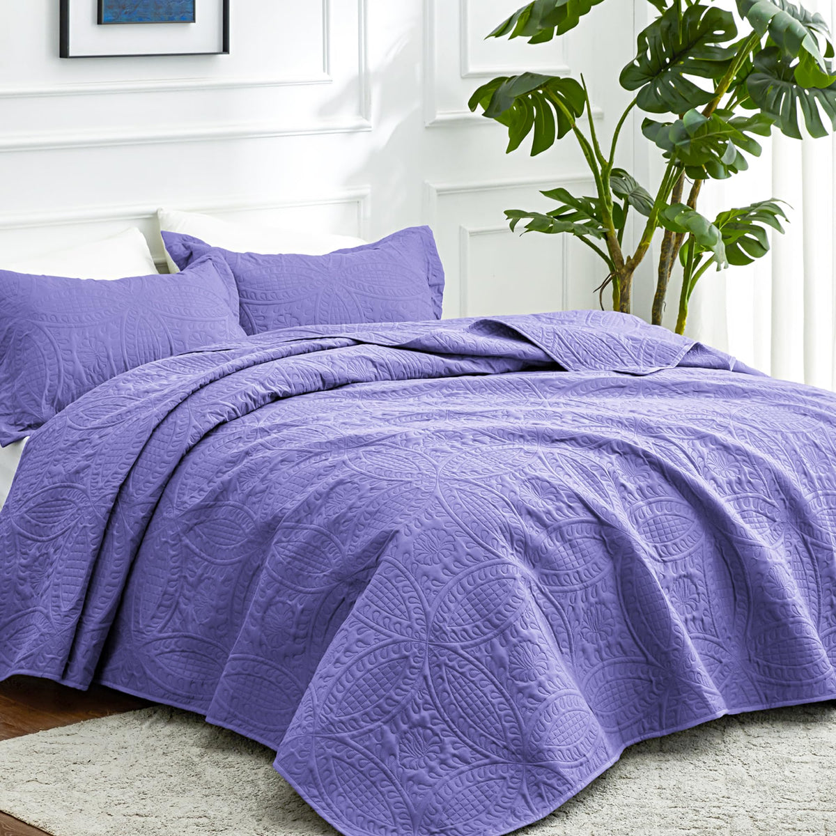 Love's cabin Coin Pattern Coverlet shown for versatile all-season layering.