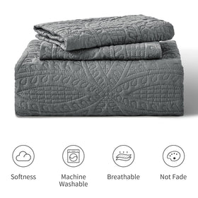 Love's cabin coin pattern coverlet coordinates with most bedding colors