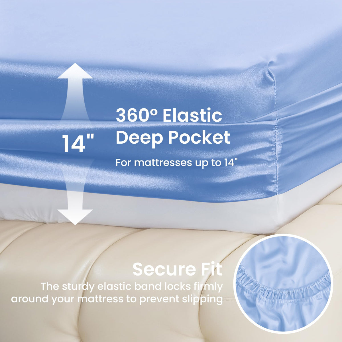 Love's cabin deep-pocket fitted sheet, snug grip to 14-inch mattresses.