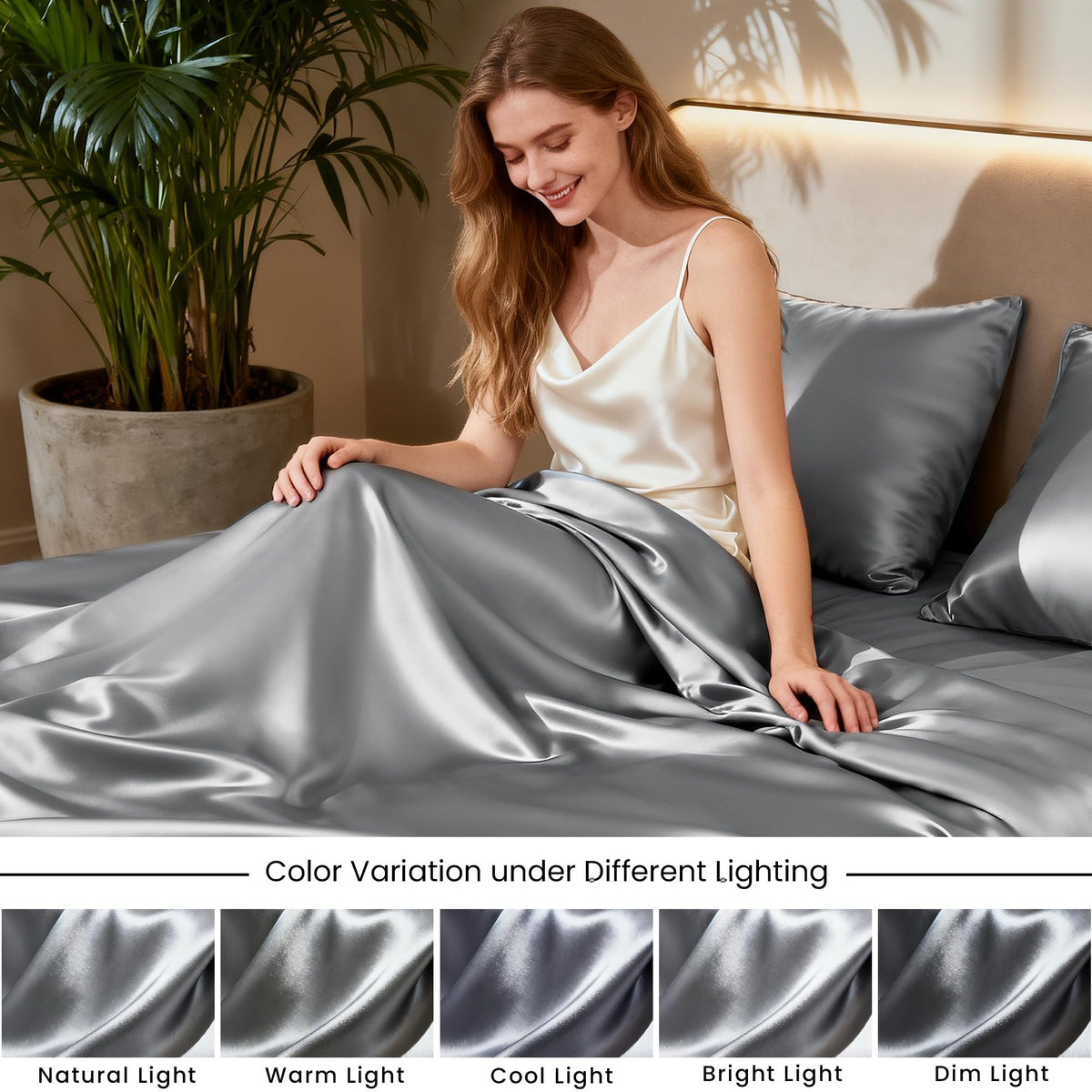 Love's Cabin easy-care satin sheets ready for machine washing and quick drying.