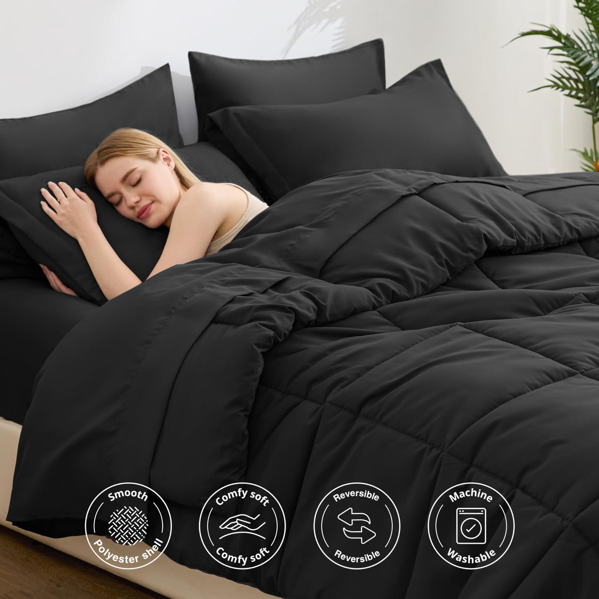 Love's cabin ash black fitted sheet with a 14-inch deep pocket.