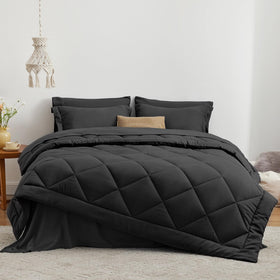Love's cabin full comforter set black 7 pieces flat sheet offers smooth, cool sleeping surface.