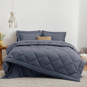 Love's cabin navy blue flat sheet appears soft and breathable for comfort.