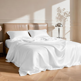 Love's cabin satin fitted sheet with deep pocket fits mattresses up to 14 inches securely