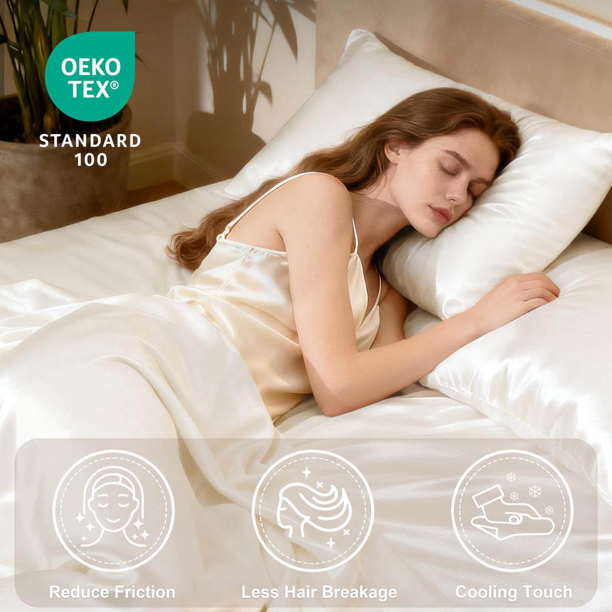 Love's cabin ivory fitted sheet with 14-inch pocket grips the mattress securely.