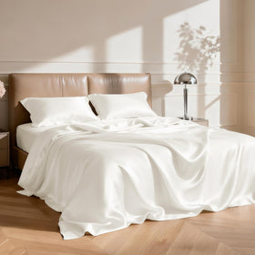 Love's cabin ivory flat sheet shows smooth texture and wrinkle-resistant performance.