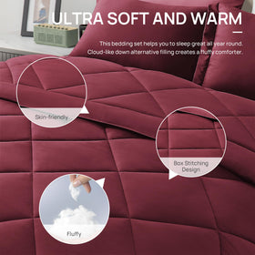 Love's Cabin king fitted sheet burgundy features a 14-inch deep pocket for secure sleep.