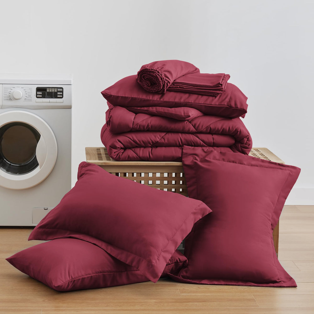 Love's Cabin king pillow shams burgundy add decorative finishing touch and pillow security.