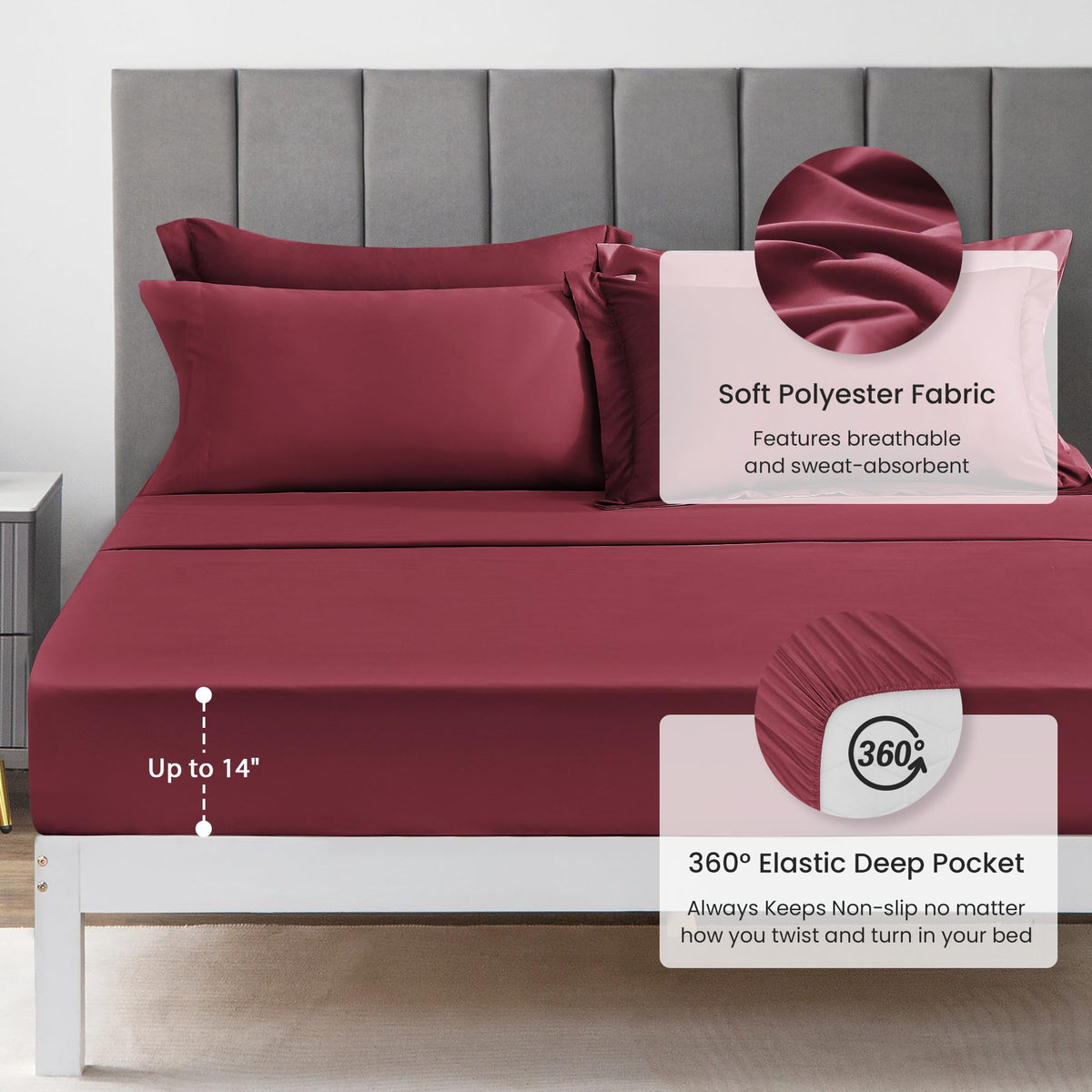 Love's Cabin king pillowcases burgundy keep pillows neatly in place and match the set.