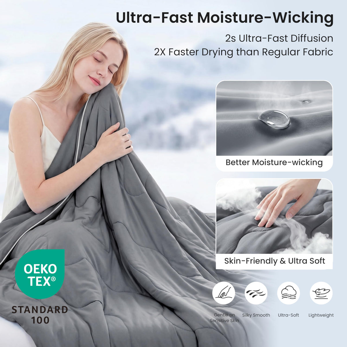 Love's cabin king-size comforter in AC-optimized bedroom setup