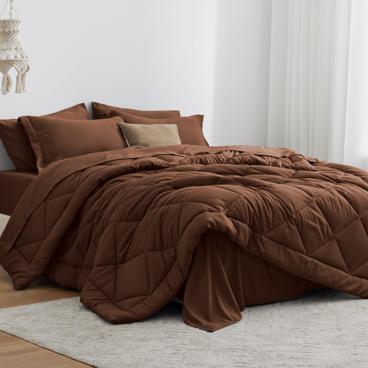 Love's Cabin king size comforter brown packaging shows all-season bedding in a bag