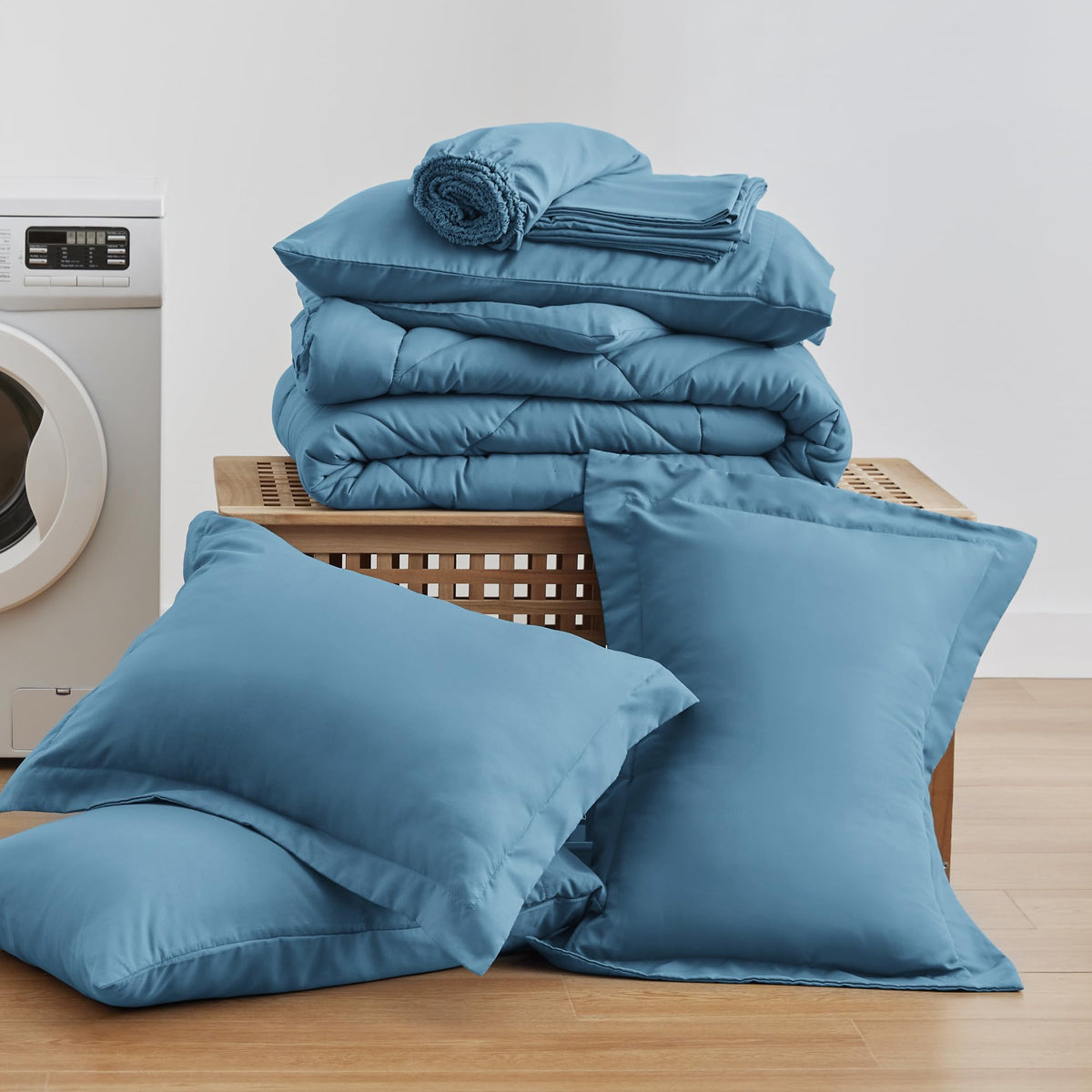 Love's cabin Misty Blue bed-in-a-bag includes essential pieces for easy setup