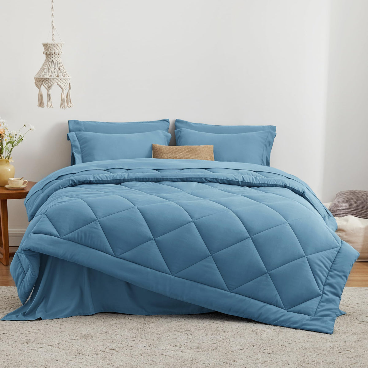 Love's cabin Misty Blue king flat sheet presents a breathable, smooth sleep surface