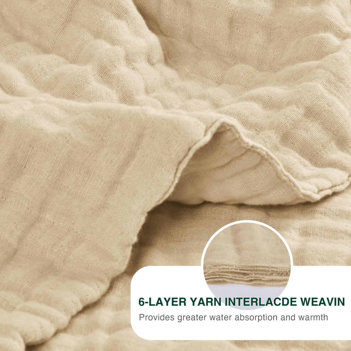 Love's cabin muslin blanket in beige, matching modern decor