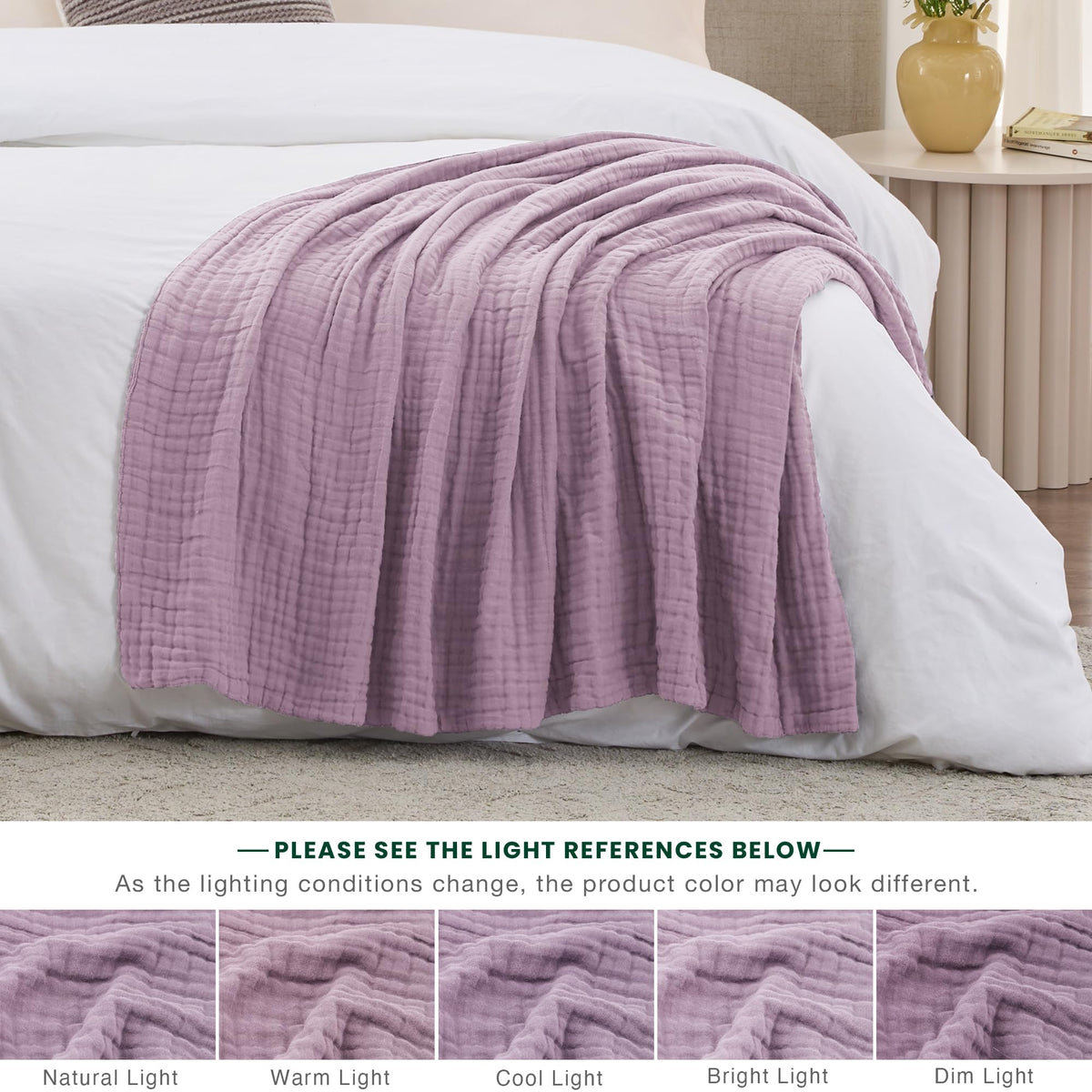 Love's Cabin blanket color options show beige white black grey