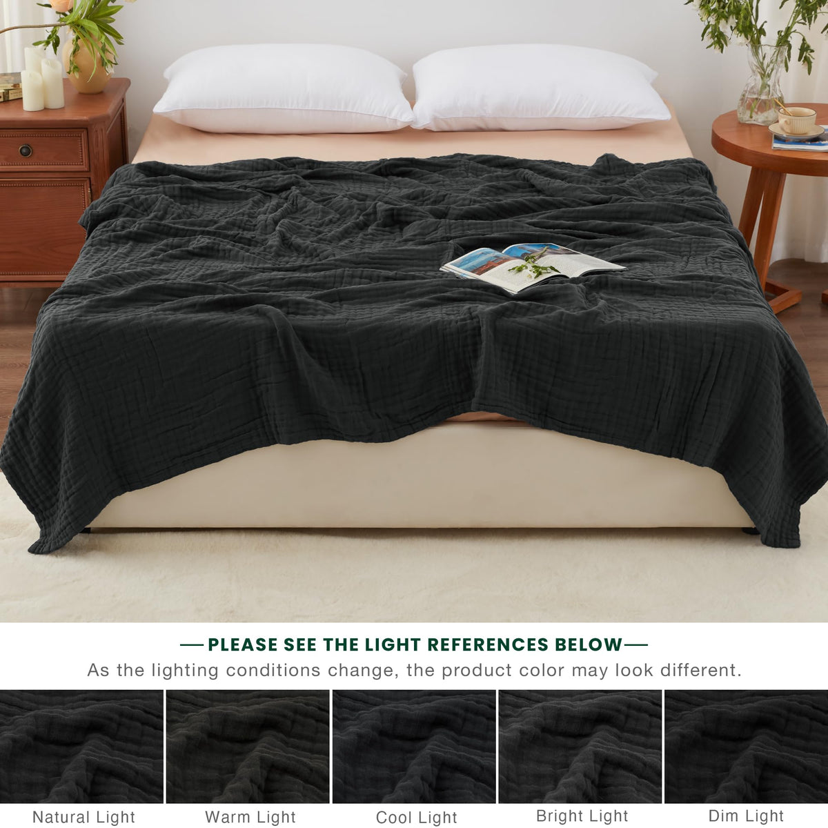 Love's Cabin muslin blanket couch throw to add warmth and texture.