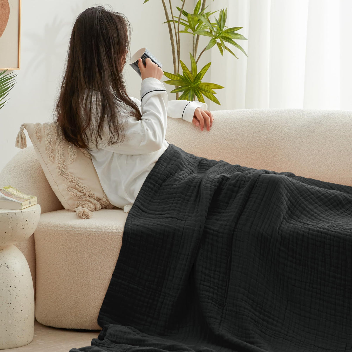 Love's Cabin muslin blanket softens with each wash for skin-friendly softness.
