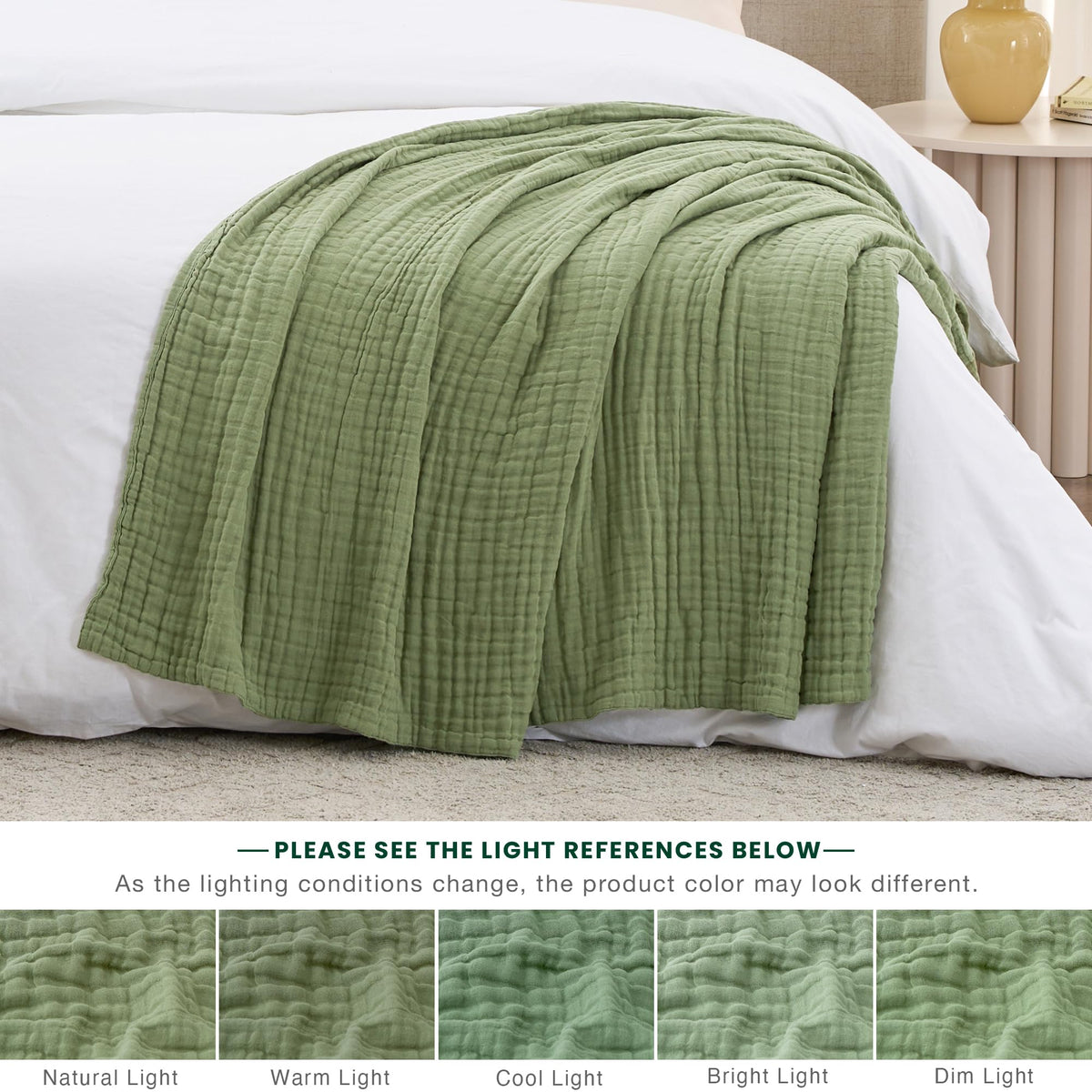 Love's cabin muslin blanket care shot, machine washable