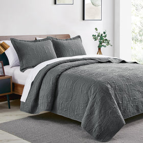 Love's cabin queen bedspread in dark grey enhances cozy bedroom decor