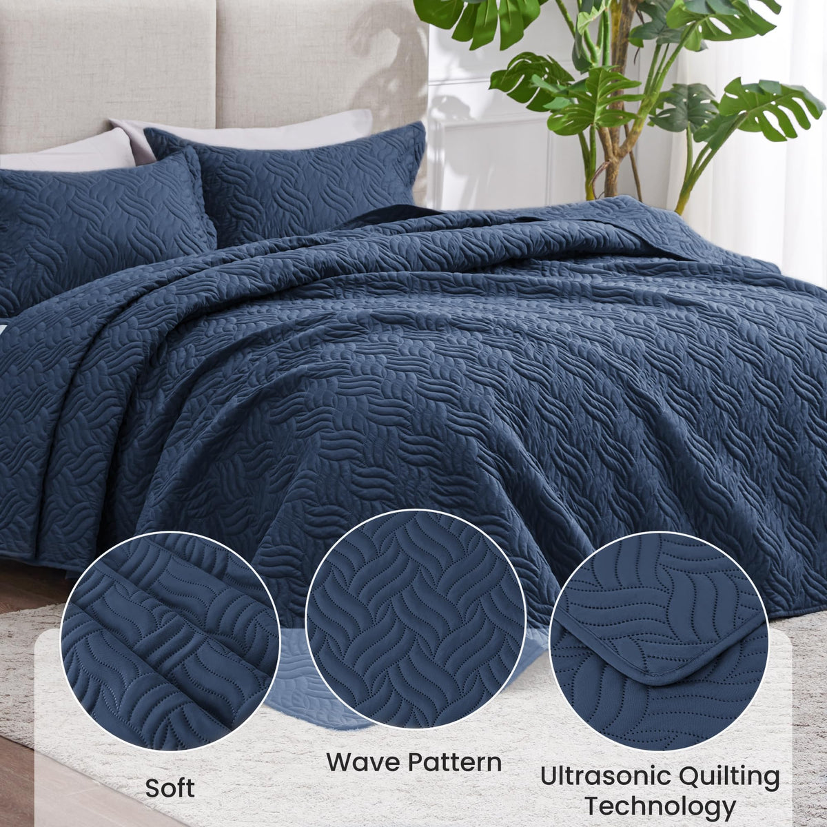 Bed setup showing lightweight, breathable fabric for year-round use