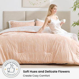 Love's cabin reversible contrast design shown on comforter.