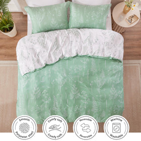 Love's cabin sage-green comforter care during machine wash