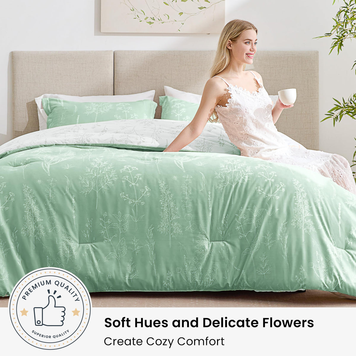 Love's cabin sage-green pillow shams for a complete coordinated look