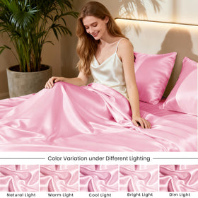 Love's cabin satin king deep-pocket fit demonstrates snug mattress grip.