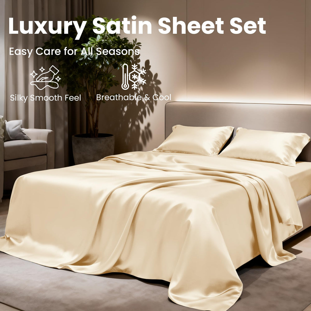 Love's cabin satin bedroom scene inviting restful sleep