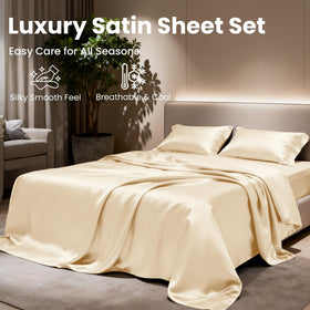 Love's cabin satin bedroom scene inviting restful sleep