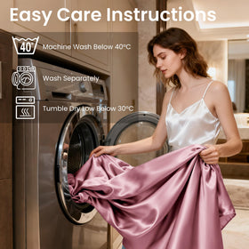 Love's Cabin satin queen breathable fabric keeps you cool through the night