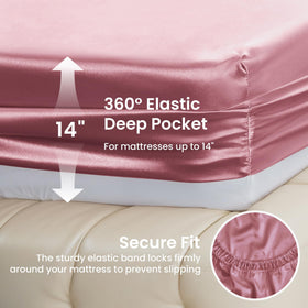 Love's Cabin satin queen deep-pocket design secures the mattress with durable elastic