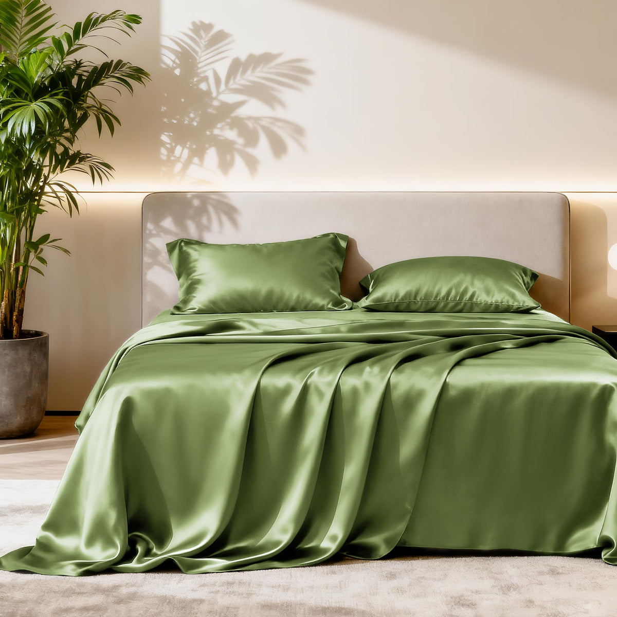 Love's cabin satin queen flat sheet with smooth surface for comfy sleep