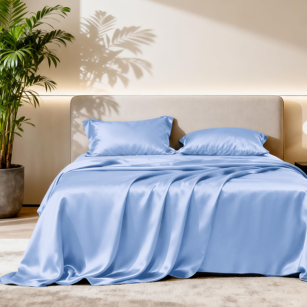 Love's cabin satin queen flat sheet 90x102 spread flat for a luxurious, smooth feel